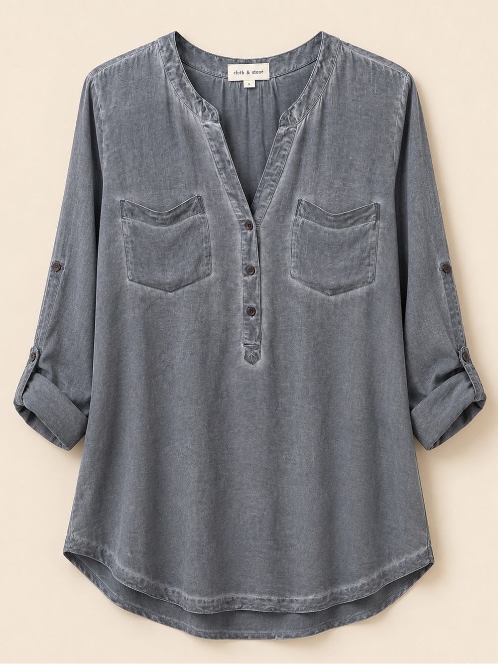 cloth & stone by Anthropologie, Slate Gray Washed Button-Front Tunic